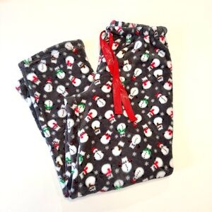Pillow Talk Cozy Snowman Snowcat Print Pajama Pants, size M